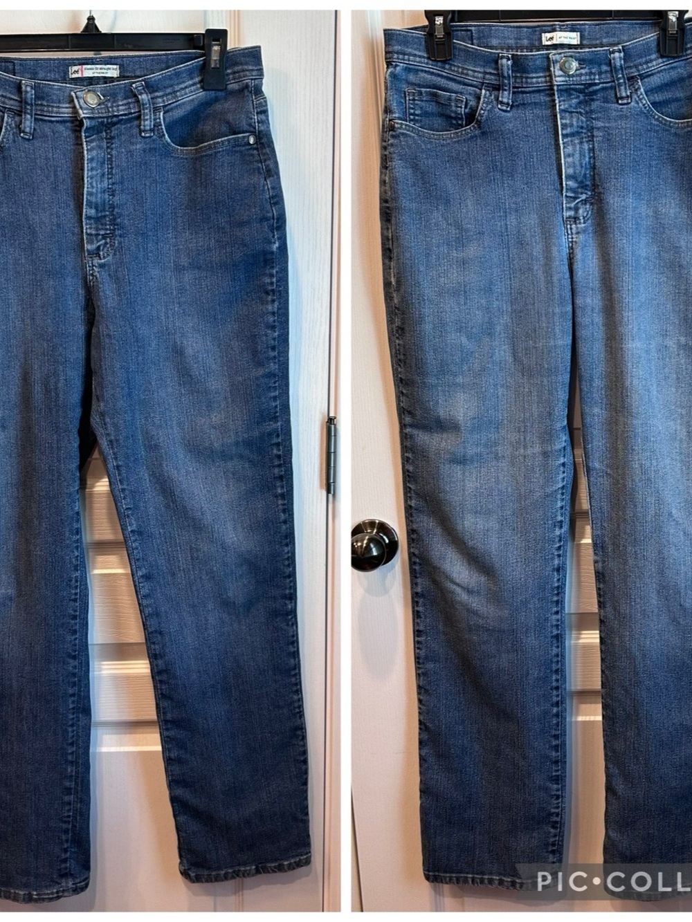 Lot of 2 Lee Women’s Medium Wash High Rise Classic Fit Straight Leg Jeans Sz. 10
